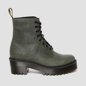 New Dr Martens Shriver Hi Leather Lace-up Boot - grey moldova - size 8
